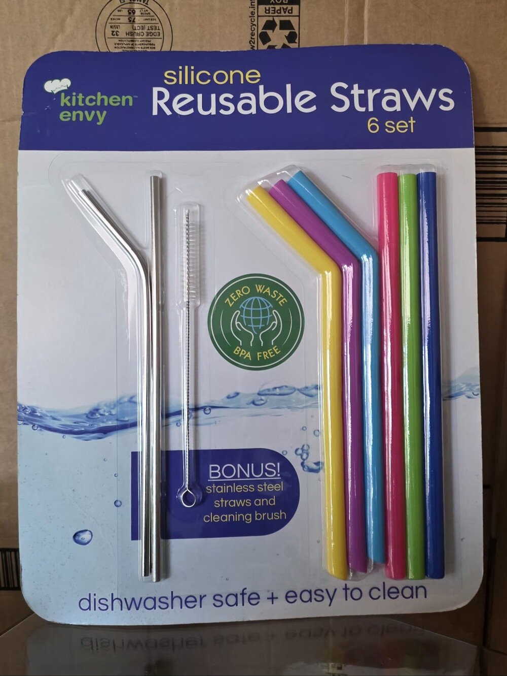 Reusable Silicone Straws + Metal Straws + Cleaning Brush
